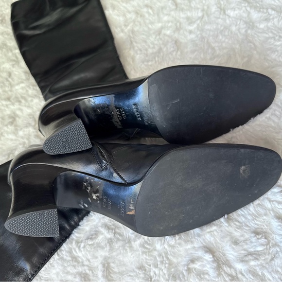 BALLY Fiora Elegant Out Seam Black Leather Knee-High Boots Italy Size 37 EU - Picture 10 of 16